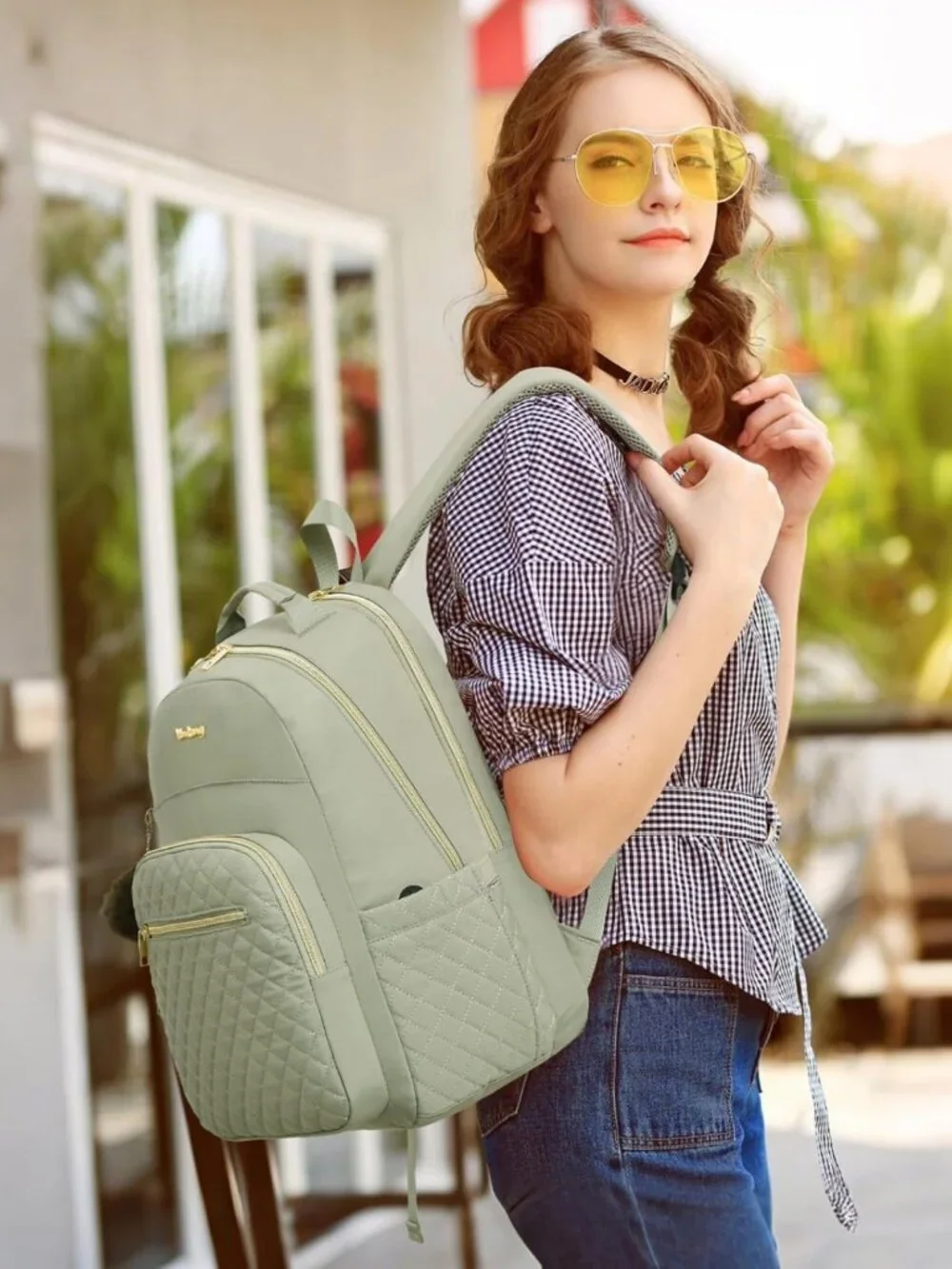Cute Teen Girls School Backpack, Laptop Bag with Charging Hole for Work